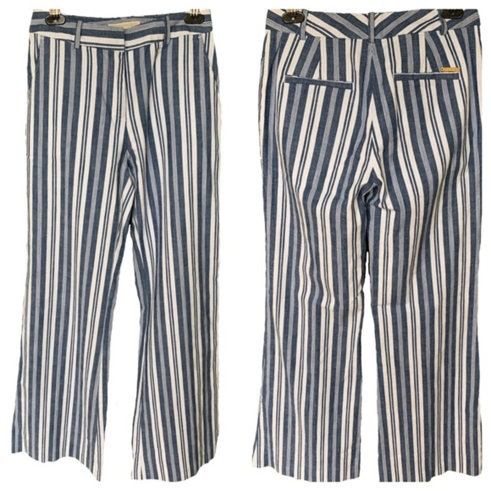 Michael Kors Palazzo Seersucker Striped Palazzo 0